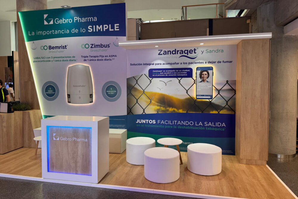 Construcción stands GEBRO PHARMA en los congresos de SEPD 2025 en Bilbao, a cargo de Stand Arte.